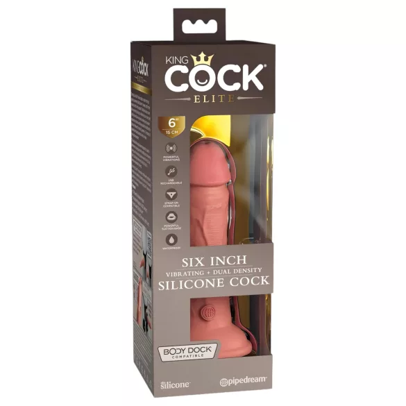 King Cock Elite 6 - vibrátor s prísavkou (15 cm) - telovej farby