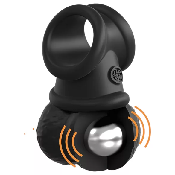 King Cock Crown Jewels - vibračný krúžok na penis (čierny)