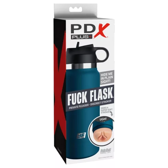 Fuck Flask Private Pleaser - masturbátor fľaša - umelá vagína - modrá/natúr