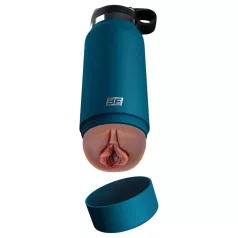   Fuck Flask Private Pleaser - umelá vagína v fľaši - modrá/hnedá
