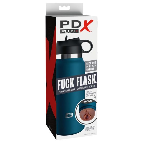 Fuck Flask Private Pleaser - umelá vagína v fľaši - modrá/hnedá