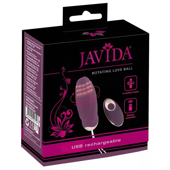Javida - vibro vajíčko s diaľkovým ovládaním a rotujúcimi perličkami - fialové