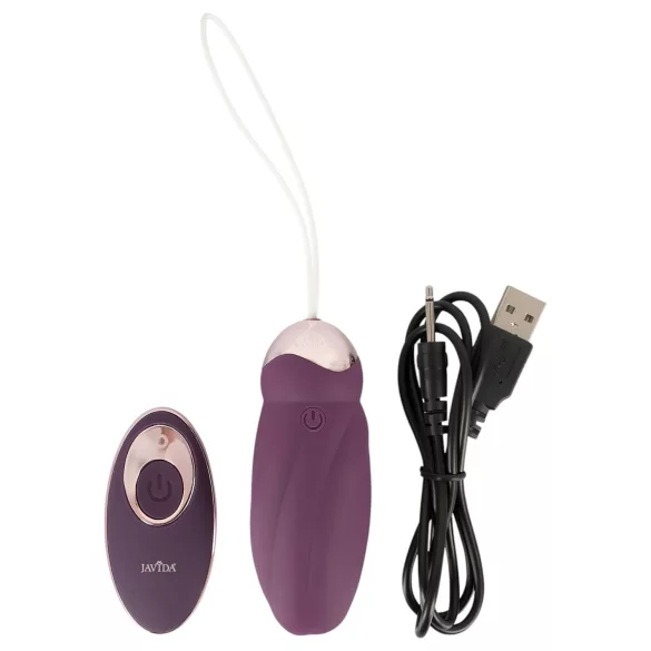 Javida - vibro vajíčko s diaľkovým ovládaním a rotujúcimi perličkami - fialové
