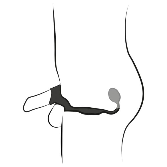 Rebel - erekčný krúžok s vibrátorom na anál - čierny