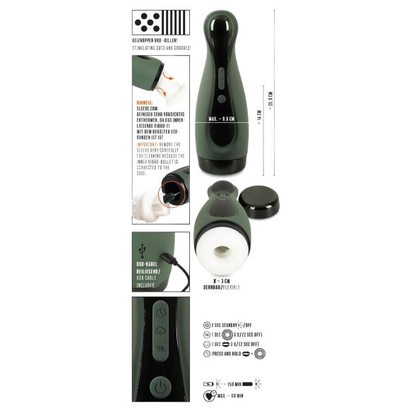 Rebel - masturbátor pre mužov - vibračný a sací - dobíjací