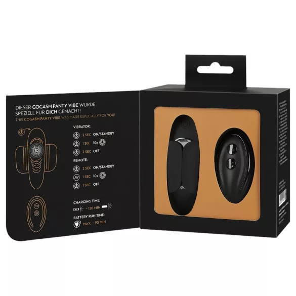 GoGasm Panty - vibrátor na klitoris - nabíjateľný, diaľkové ovládanie - čierny