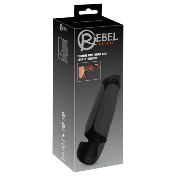 Rebel - vibrátor na žaluď s 3 motormi - čierny