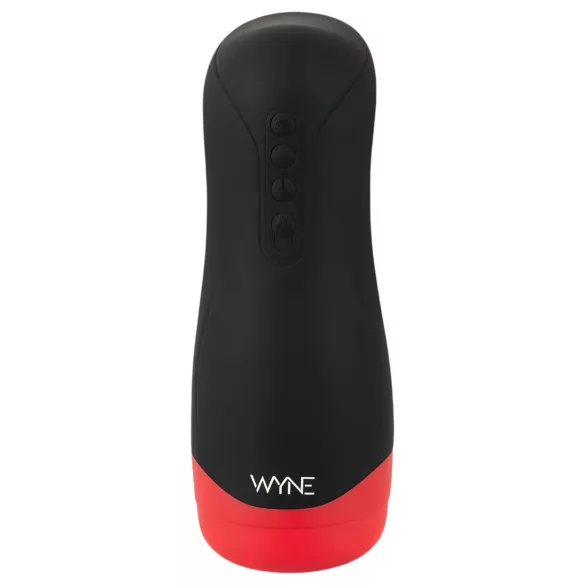 WYNE 01 - masturbátor s vibráciou, saním a ohrevom - čierny - nabíjateľný