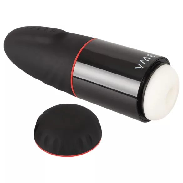 WYNE 02 - masturbátor s vibráciou a saním - dobíjací - čierno-biely