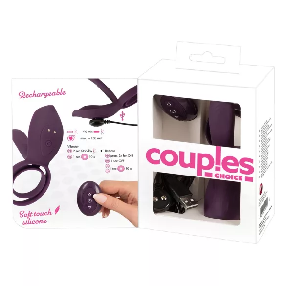 Couples Choice - vibračný penisový krúžok na diaľkové ovládanie - fialový