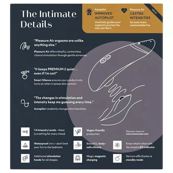 Womanizer Premium 2 - klitoriálny stimulátor vlnami vzduchu - čierny