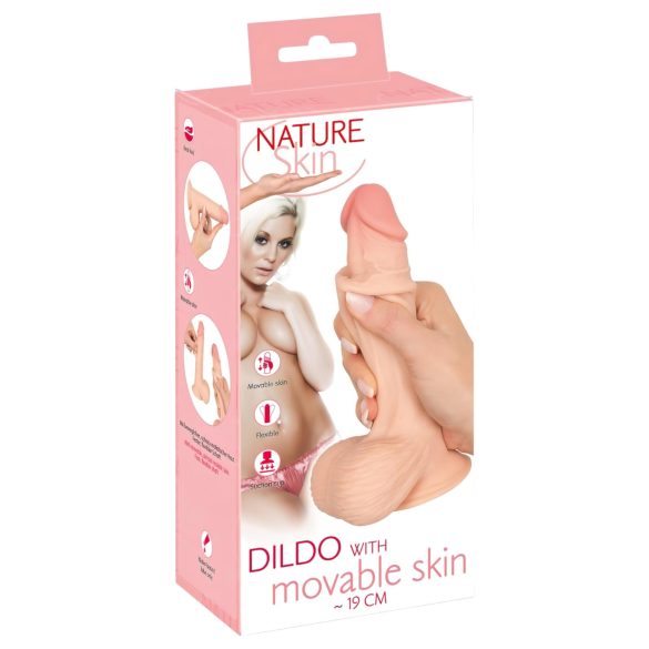 Nature Skin - realistické dildo s kožou - 19 cm - telová farba