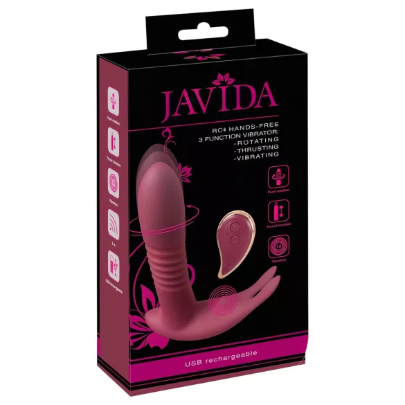 Javida RC - vibrátor na klitoris - 3 funkcie - rádiové ovládanie - červený