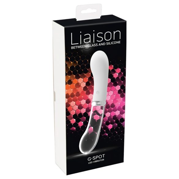 You2toys Liaison - silikón-sklenený LED vibrátor (priehľadný-biely)
