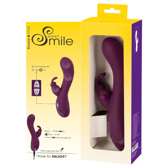 SMILE - vibrátor s tromi motormi a stimuláciou klitorisu - fialový - dobíjací