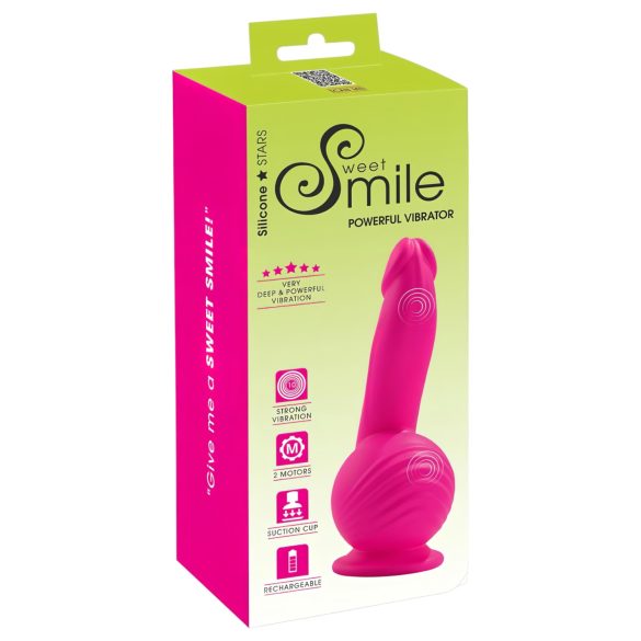 SMILE - vibrátor s prísavkou a dvoma motormi - dobíjací - ružový