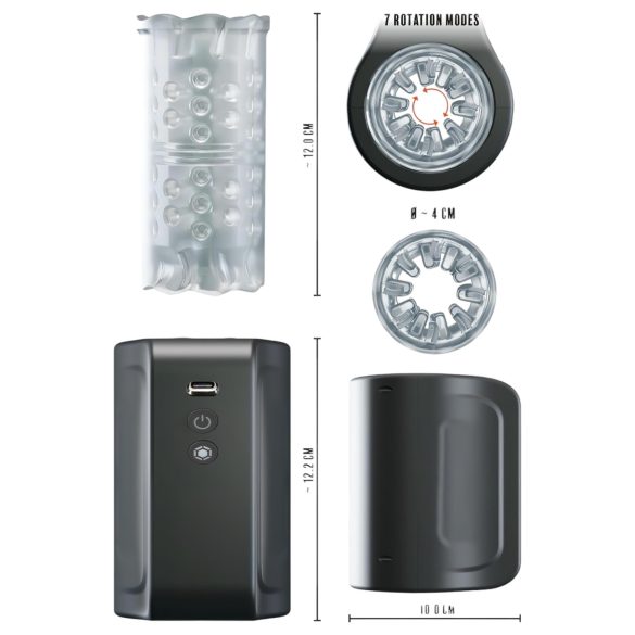 Rebel - vodotesný rotačný masturbátor - čierny