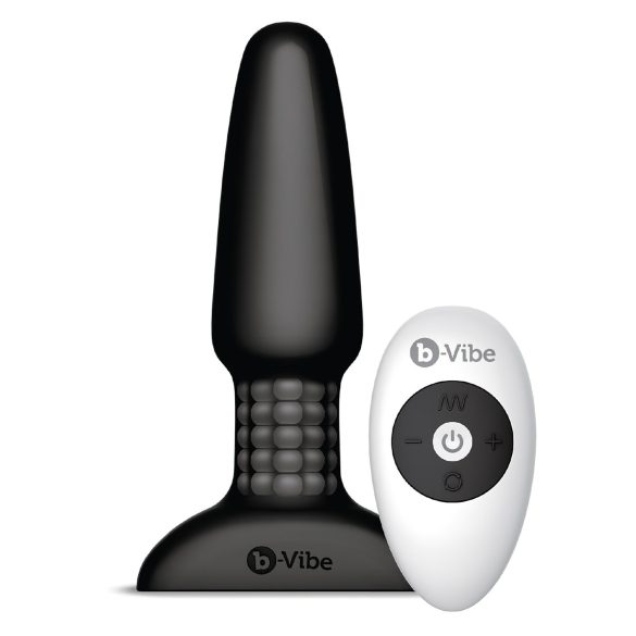 b-Vibe - rotačný análny vibrátor s perličkami, nabíjateľný (čierny)