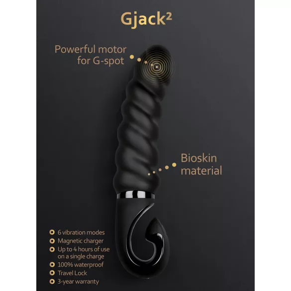 Gvibe - vibrátor pre bod G - nabíjateľný, vodotesný silikón - čierny
