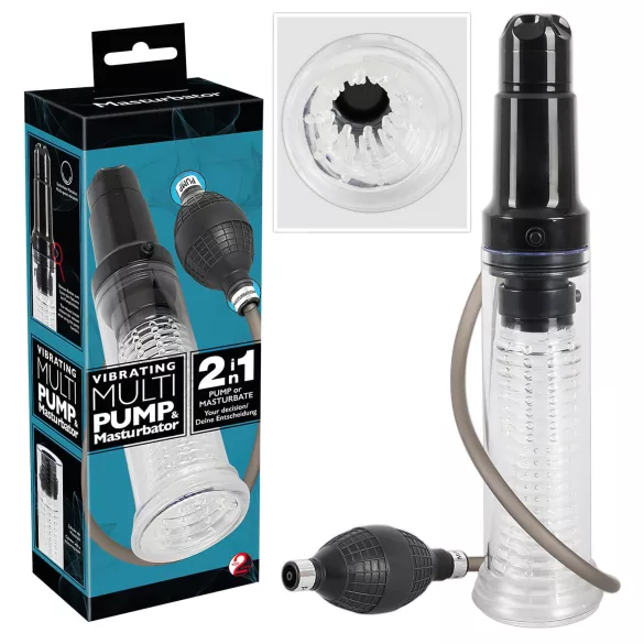 You2Toys - vákuová pumpa na penis a masturbátor 2v1 - priehľadná