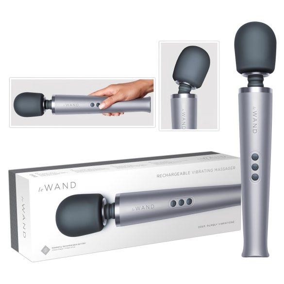 le Wand - exkluzív akumulátorový masážny vibrátor (strieborný)