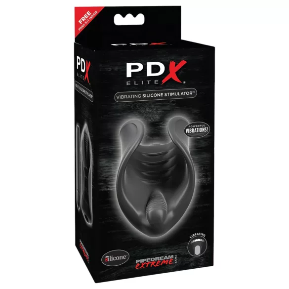 PDX Elite - vibrátor na penis - silikónový - čierny