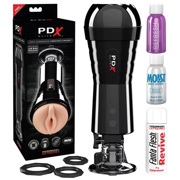 PDX - masturbátor pre mužov - sání a vibrácie - čierny