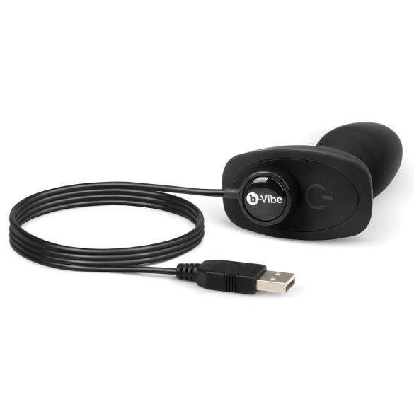 b-Vibe Rimming - análny vibrátor s rotujúcimi guličkami - čierny