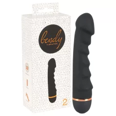   You2Toys - vibrátor pre ženy - ohybný, vrúbkovaný - čierny