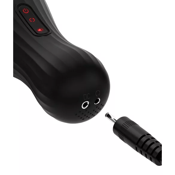 PDX Elite - masturbátor pre mužov - otočný - priehľadný/čierny