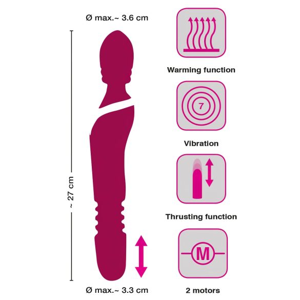 Javida Thrusting - 3v1 masážny vibrátor (červený)