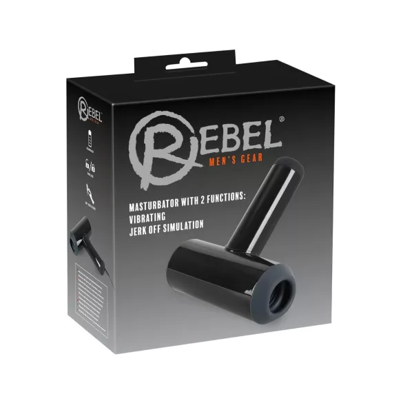 Rebel - pánsky masturbátor - pohyblivý vibrátor - čierny, akumulátorový