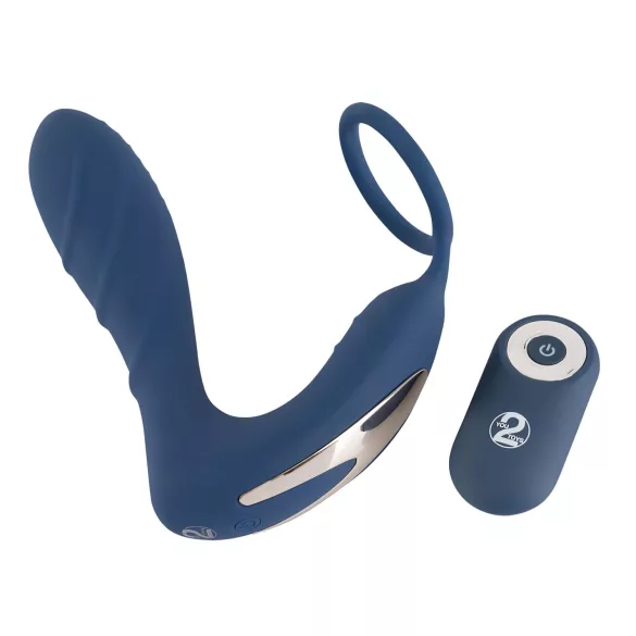 You2Toys - análny vibrátor na prostatu s erekčným krúžkom - modrý