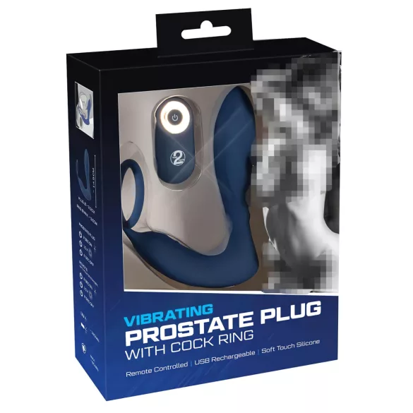 You2Toys - análny vibrátor na prostatu s erekčným krúžkom - modrý