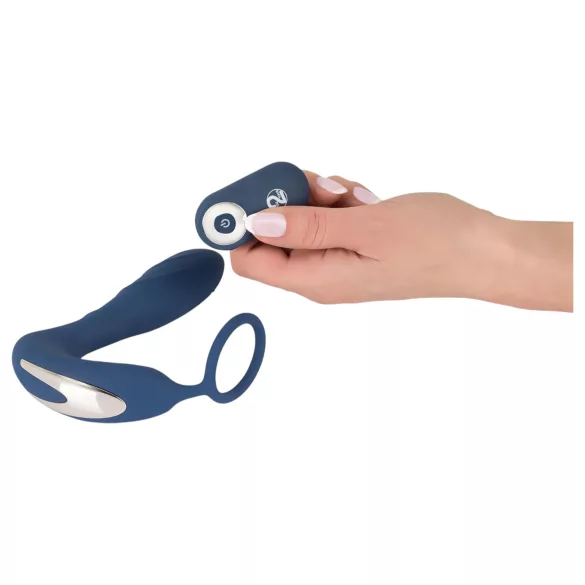 You2Toys - análny vibrátor na prostatu s erekčným krúžkom - modrý