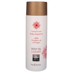   Shiatsu Luxury - jedlý masážny olej - jahoda a červené korenie - 75ml