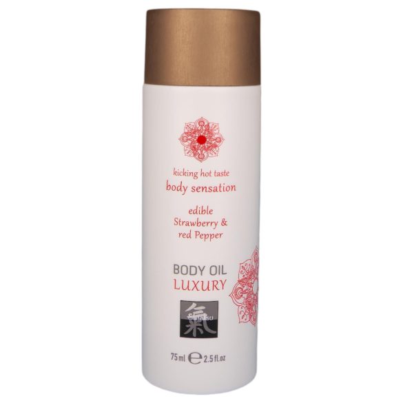 Shiatsu Luxusný Jedlý Masážny Olej - Jahoda s Červeným Vínom (75ml)