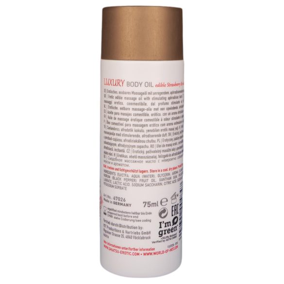 Shiatsu Luxury - jedlý masážny olej - jahoda a červené korenie - 75ml