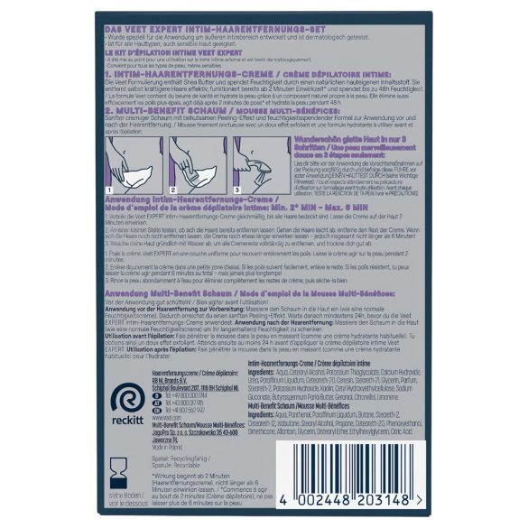 Veet - intímny depilačný krém a hydratačná pena pre ženy (2×50 ml)