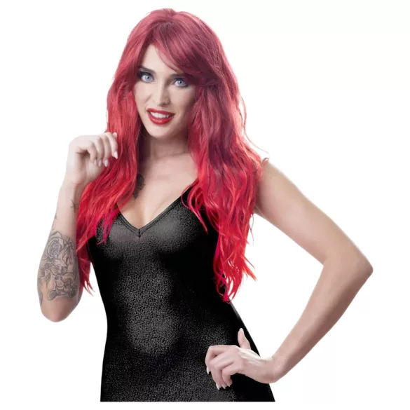 Cottelli - parochňa dlhé vlnité s ofinou - červená