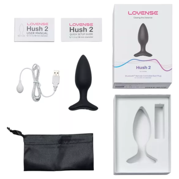 Lovense Hush 2 S - aplikáciou ovládaný análny vibrátor (38 mm, čierny)
