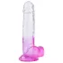 Sunfo - realistický dildo s prísavkou a semenníkmi - 22 cm - priehľadná fialová