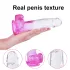 Sunfo - realistický dildo s prísavkou a semenníkmi - 22 cm - priehľadná fialová