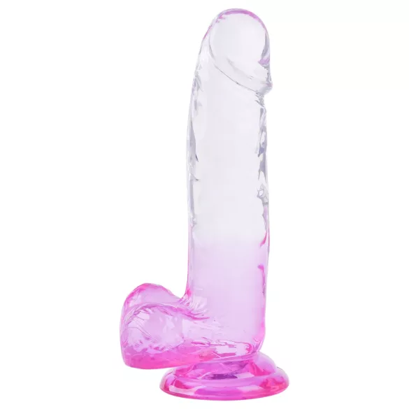 Sunfo - realistický dildo s prísavkou a semenníkmi - 22 cm - priehľadná fialová