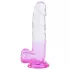 Sunfo - realistický dildo s prísavkou a semenníkmi - 22 cm - priehľadná fialová