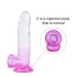 Sunfo - realistický dildo s prísavkou a semenníkmi - 22 cm - priehľadná fialová