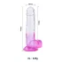 Sunfo - realistický dildo s prísavkou a semenníkmi - 22 cm - priehľadná fialová