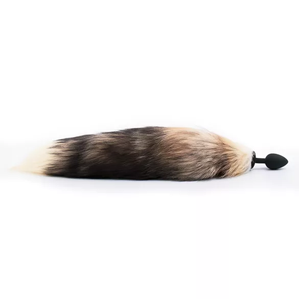 Sunfo - análny kolík s líščím chvostom - silikón čierno-červený