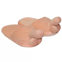 Plyšové papuče - tvar penisu - béžové