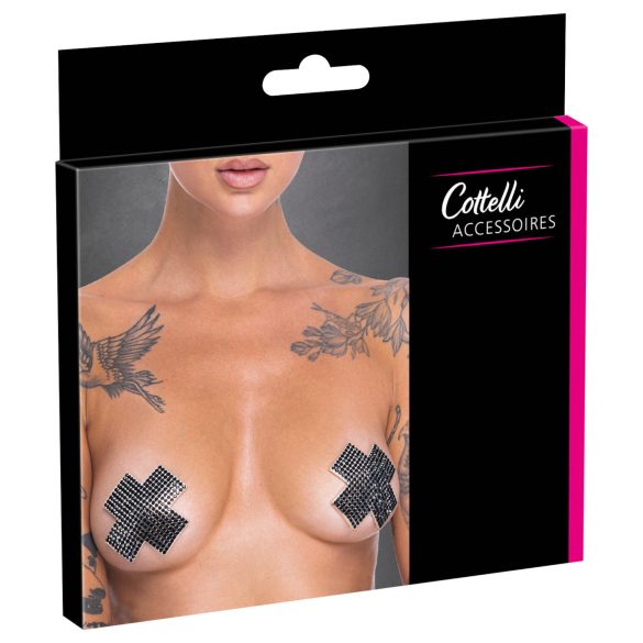 Cottelli - nálepka na bradavky s kamienkami X (čierna)